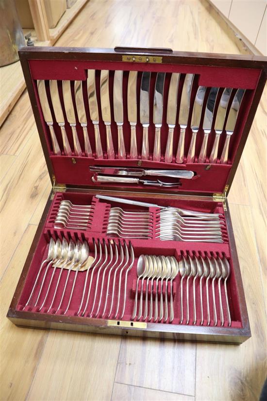 A canteen of Hanoverian rat tail plated cutlery, boxed